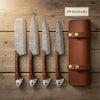 4-Piece Damascus Knife Set with Chinese Cleaver with Water and Ladder Pattern Damascus Blades by JW SteelCrafts