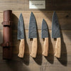 4-Piece Damascus Olive Wood Kitchen Knife Set — Wave Pattern Damascus Blades by JW SteelCrafts