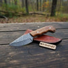 Damascus Drop Point Skinner Knife 3 Inch Blade Rosewood Handle Fixed Blade With Leather Sheath by JW SteelCrafts
