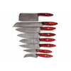 JW SteelCrafts Handmade Damascus Kitchen Knife Set of 8, Cleaver, Santoku, Gyuto Chef, Utility, Boning and Skinning Knives, Red Pakka Wood Handle, Full Tang by JW SteelCrafts