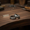 Damascus Steel Wedding Band Set for Couples Twisted Damascus Rings by JW SteelCrafts
