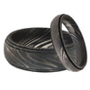 Damascus Steel Wedding Ring Set for Couples Black Pattern Wedding Bands by JW SteelCrafts