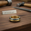 Damascus Steel Wedding Ring Twisted Pattern with Brass Inlay Band by JW SteelCrafts