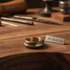Damascus Steel Wedding Ring Twisted Pattern with Brass Inlay Band by JW SteelCrafts