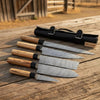 5-Piece Damascus Sujihiki Nakiri Knife Set – Olive Wood & Black Resin Handles by JW SteelCrafts
