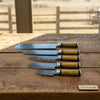 5-Piece Damascus Sujihiki Slicer Set with Feather Damascus Blades by JW SteelCrafts