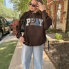 PRAY Patchwork Hoodie – Faith-Inspired Cozy Sweatshirt by Hey Jude Graphic Tees