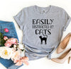 Easily Distracted By Cats T-Shirt by Furr Baby Gifts