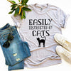Easily Distracted By Cats T-Shirt by Furr Baby Gifts