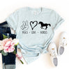 Peace Love Horses T-shirt by T-Shirt Crazed