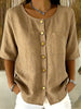 Crew-Neck 3/4 Sleeve Shirt with Metal Buttons – 7 Colors, S–3XL by FitiqueFit