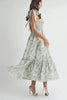 Floral Bust Ruched Midi Dress with Shoulder Tie For Women – Ruched Midi Dress For Summer, Floral Bust Dress, Shoulder Tie Dress, Feminine Midi Dress, Chic Event Dress by Stevvex