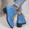 Women's Chunky Heel Pointed-Toe Lace-Up Ankle Boots by FitiqueFit