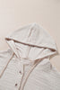 Apricot Solid Textured Drawstring Henley Hoodie