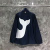 Front And Back Big Whale Fashion Stand Collar Zip Jacket