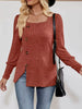 Ribbed Knit Slit Long Sleeve T-Shirt by Simply Love