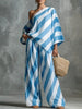 Women's Retro Striped Batwing Top & Wide-Leg Pants Set – Vintage 2-Piece by FitiqueFit