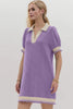 Trendy Contrast Short Sleeve Mini Dress Soft & Comfortable Casual Dress for Women by Stevvex