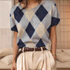 Women's Retro Short-Sleeve Jacquard Knit Top by FitiqueFit