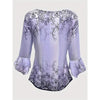 Women’s V-Neck 3/4 Sleeve Button-Front Tunic Blouse by FitiqueFit