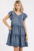 V-Neck Ruffled Cap Sleeve Mini Dress For Women – Feminine, Elegant, Playful, Flattering & Stylish Dress for Various Occasions by Stevvex