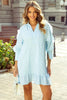 Blue Lightweight Ruffled Striped Mini Dress Chic Playful Dress for Women Charming Design Dress by Stevvex