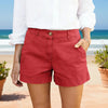 Women's High-Waisted Twill Cotton Bermuda Shorts by FitiqueFit