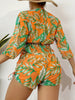 Island Bloom 3-Piece Bikini Set for Women – Tropical Leaf Print Fluttering Swimwear with Flattering Halter Neck Top High Waist Bottoms & Adjustable Drawstring Cover Up – Perfect for Koningsdag Celebrations & Summer Adventures by Stevvex