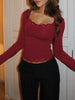 Lace Trim Long Sleeve T-Shirt by Simply Love