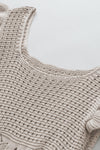 Beige Pointelle Knit Flutter Sleeve Sweater
