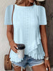 Women’s Casual Solid Color Short Sleeve Crew Neck Top by FitiqueFit