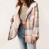 Women's Plaid Button-Up Long Sleeve Jacket by FitiqueFit