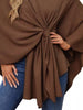 Solid Color Tie-Front Knit Cape Top by Wild and Free Boutique