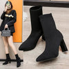 Women’s Chunky-Heeled Knitted Suede Ankle Boots by FitiqueFit