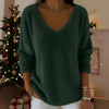 Women’s Plush V Neck Drop Shoulder Pullover Sweater by FitiqueFit