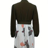 Ladies' Fashion Printed V-neck Waist Strap Casual Dress by FitiqueFit