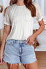 White Seamed Detail Contrast Lace Raglan Sleeve Tee by Wild and Free Boutique
