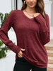 V-Neck Textured Knit Long Sleeve T-Shirt by Simply Love