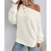 Off-Shoulder Batwing Sweater – Loose Knit Pull-Over for Fall by FitiqueFit