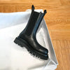 Women’s British-Style Mid-Calf Thick-Soled Leather Boots by FitiqueFit