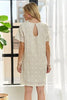 Applique Round Neck Short Sleeve Shift Dress – Timeless & Elegant Round Neck Shift Dress with Sophisticated Applique Detailing for Versatile Day-to-Night Wear by Stevvex