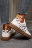White Suede Leopard Color Block Trim Lace-up Casual Shoes by Wild and Free Boutique