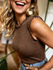 Women's Ribbed Stretchy Sleeveless Tank Top – Wide Strap Crew Neck by FitiqueFit