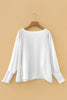 White Smocked Cuffs Semi Sheer Long Sleeve Dolman Blouse by Wild and Free Boutique