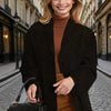 Suede-Look Blazer Jacket — V-Notch Lapel, Button-Front Casual Coat by FitiqueFit