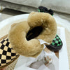 Women's Plaid Horsehair Round Head Simple And Comfortable Thick Flat-bottomed Fur Boots