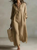 Women's Casual Long-Sleeve Linen Shirt Dress – Relaxed Fit by FitiqueFit
