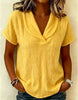 Women's Knitted Short-Sleeve Butterfly Collar Top by FitiqueFit
