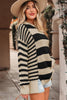 Black Stripe Drop Shoulder Sleeve Patchwork Baggy Sweater by Wild and Free Boutique