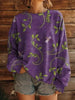 Women’s Printed Crew-Neck Sweatshirt – Long Sleeve Casual Top by FitiqueFit